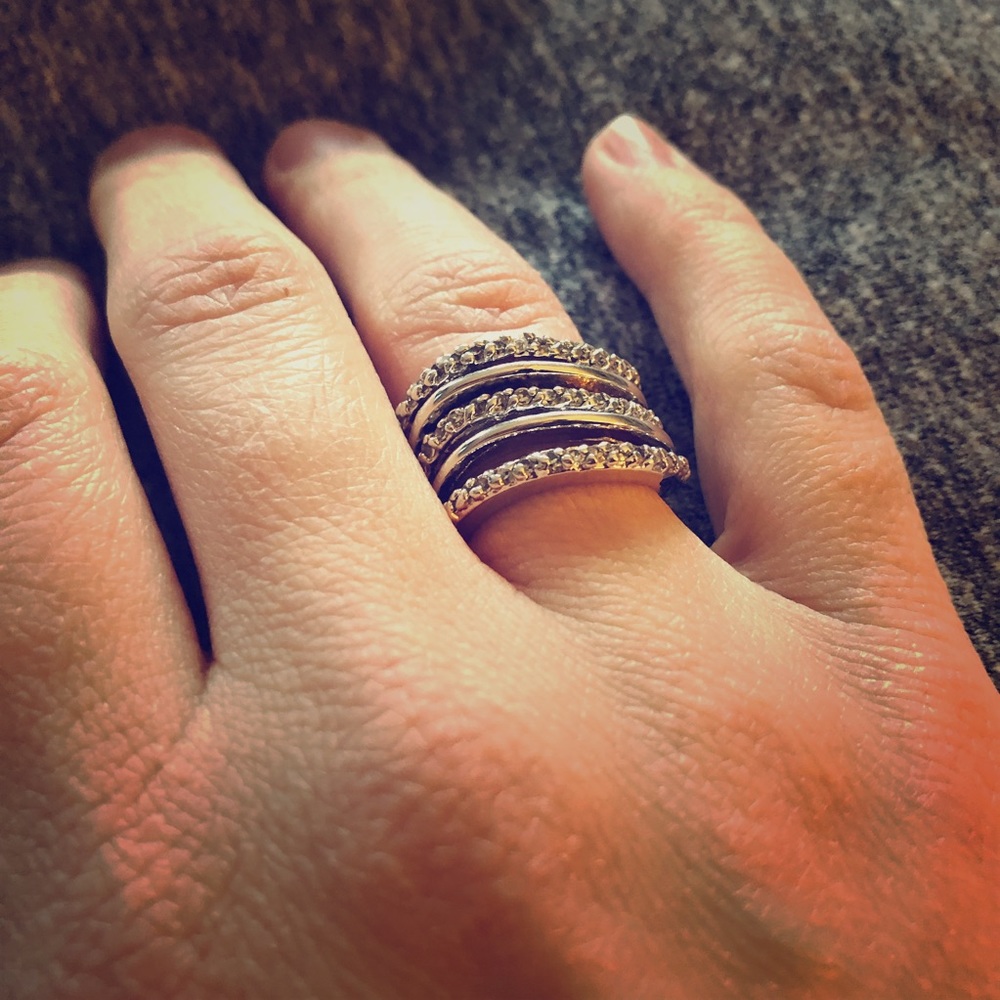 Lia Sophia “Stellar” size 6 rhodium coated and CZ ring